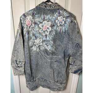 Vintage Womens Denim Jacket Designs Limited Los Angeles Size S Hand Painted VTG